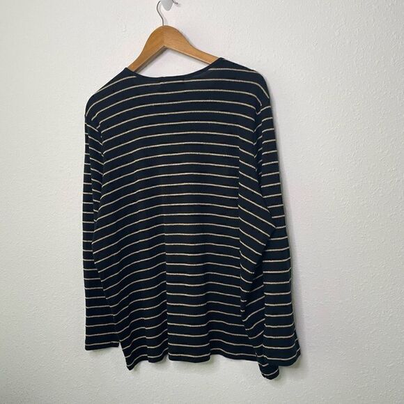 Lauren Ralph Lauren Lightweight Knit Black Gold Striped Long Sleeve Top Size 3X - Picture 7 of 7